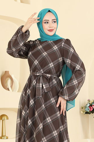 moda selvim Dress 5740EDF311 Brown - Thumbnail