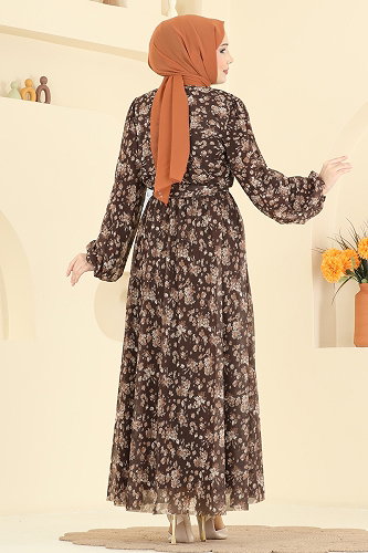 moda selvim Dress 5750EDF311 Brown - Thumbnail