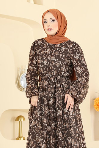moda selvim Dress 5750EDF311 Brown - Thumbnail