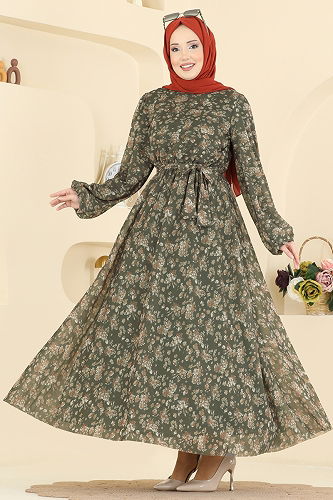 moda selvim Dress 5750EDF311 Khaki - Thumbnail