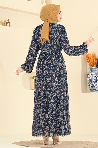 moda selvim الفستان كحلي 5750EDF311 - Thumbnail