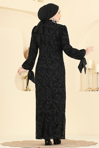 moda selvim الفستان أسود 5753EDF311 - Thumbnail