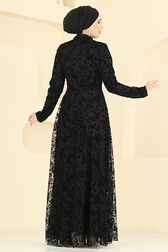 moda selvim الفستان أسود 5805EDFK1198 - Thumbnail