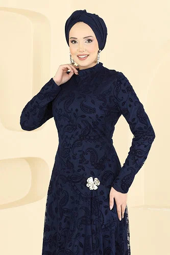 moda selvim الفستان كحلي 5805EDFK1198 - Thumbnail