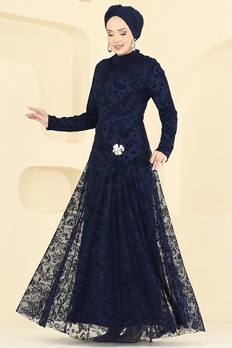 moda selvim الفستان كحلي 5805EDFK1198 - Thumbnail