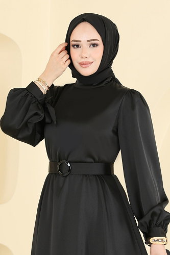 moda selvim Dress 5820EDFK1198 Black - Thumbnail