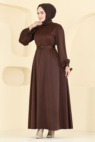 moda selvim Dress 5820EDFK1198 Brown - Thumbnail