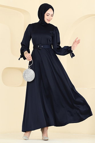 moda selvim الفستان كحلي غامق 5820EDFK1198 - Thumbnail