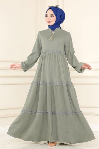 moda selvim Dress 5842BSK463 Mint - Thumbnail
