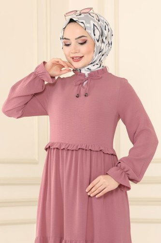 moda selvim 5854BSK463 الزهري فستان - Thumbnail