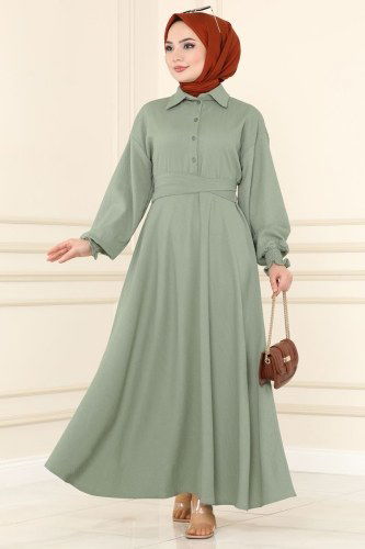 moda selvim Dress 5856BSK463 Mint - Thumbnail