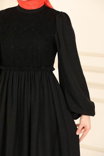 moda selvim Dress 5857BSK463 Black - Thumbnail