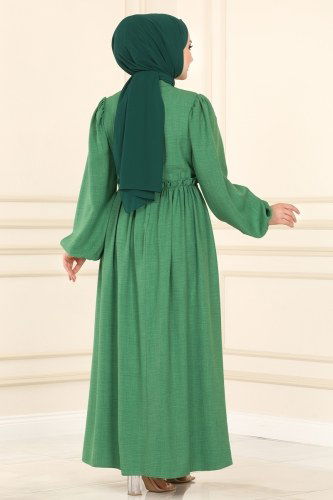 moda selvim Dress 5857BSK463 Soft Green - Thumbnail
