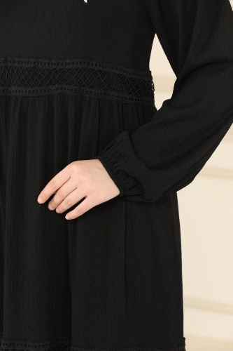 moda selvim Dress 5858BSK463 Black - Thumbnail