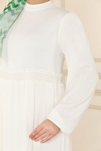 moda selvim Dress 5858BSK463 Ecru - Thumbnail