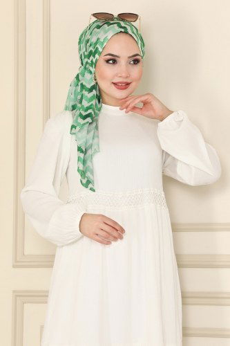 moda selvim Dress 5858BSK463 Ecru - Thumbnail