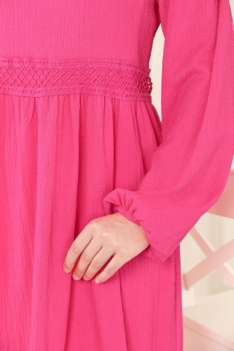moda selvim 5858BSK463 فوشي فستان - Thumbnail