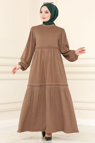 moda selvim 5858BSK463 فيزيون فستان - Thumbnail