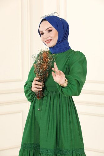 moda selvim Dress 5864BSK463 Benetton Green - Thumbnail