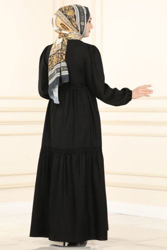 moda selvim Dress 5864BSK463 Black - Thumbnail