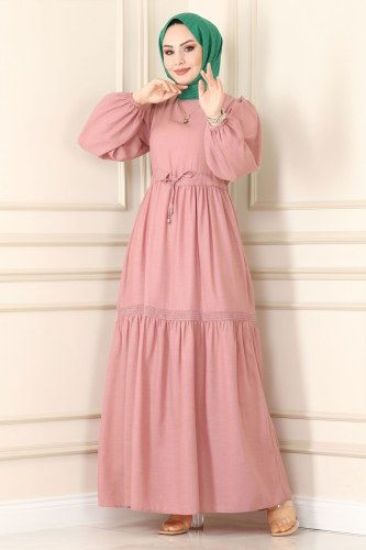 moda selvim Dress 5864BSK463 Dried Rose - Thumbnail