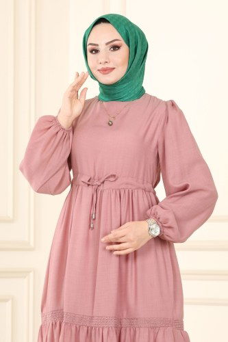 moda selvim 5864BSK463 الزهري فستان - Thumbnail