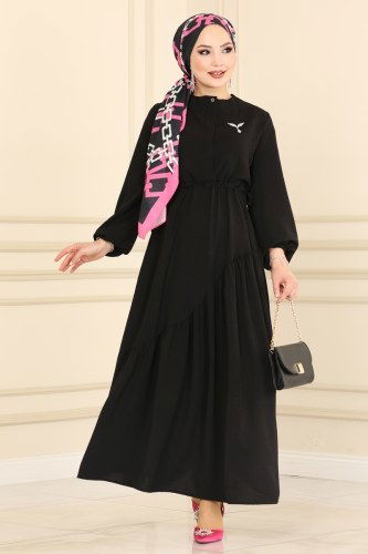 moda selvim Dress 5911BSK463 Black - Thumbnail