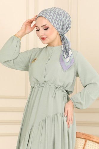 moda selvim 5911BSK463 تركوازي فستان - Thumbnail