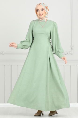 moda selvim Dress 5962BSK463 Almond Green - Thumbnail