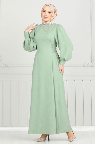 moda selvim Dress 5962BSK463 Almond Green - Thumbnail