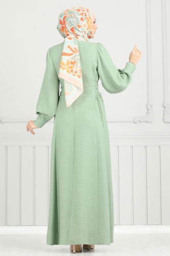 moda selvim الفستان أخضر عشبي 5962BSK463 - Thumbnail