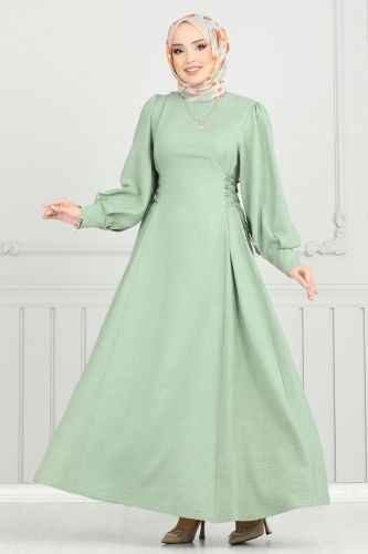 moda selvim الفستان أخضر عشبي 5962BSK463 - Thumbnail