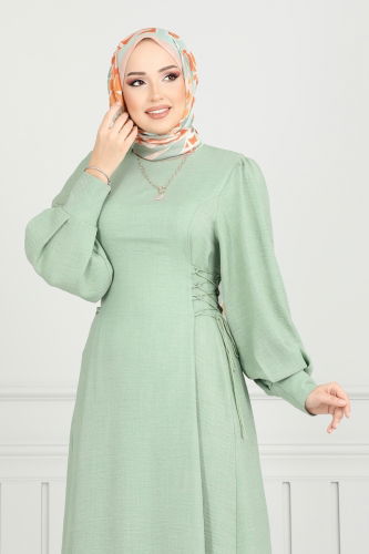 moda selvim الفستان أخضر عشبي 5962BSK463 - Thumbnail