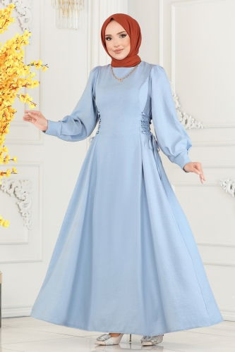 moda selvim Dress 5962BSK463 Baby Blue - Thumbnail