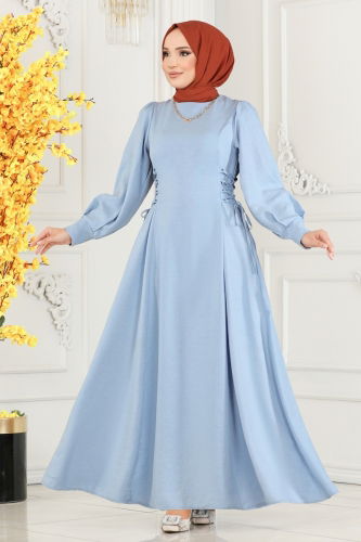 moda selvim Dress 5962BSK463 Baby Blue - Thumbnail