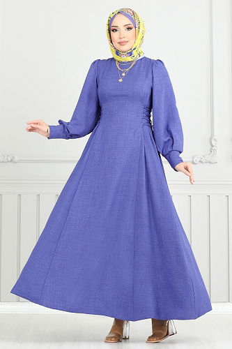 moda selvim الفستان أزرق غامق 5962BSK463 - Thumbnail