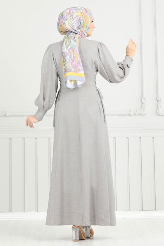 moda selvim الفستان رمادي 5962BSK463 - Thumbnail