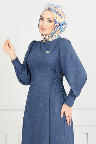 moda selvim الفستان ازرق 5962BSK463 - Thumbnail