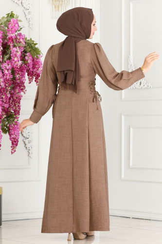 moda selvim Dress 5962BSK463 Light Brown - Thumbnail