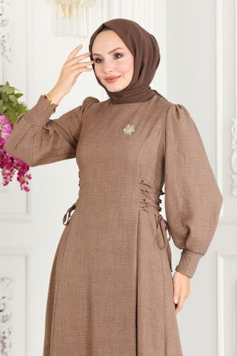 moda selvim DRESS 5962BSK463 Light Brown - Thumbnail