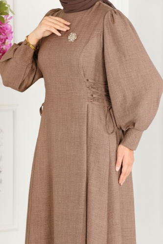 moda selvim Dress 5962BSK463 Light Brown - Thumbnail