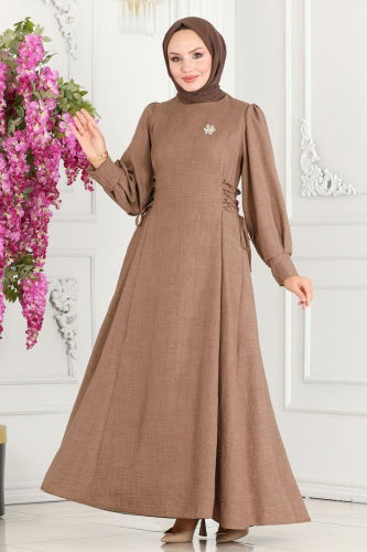 moda selvim Dress 5962BSK463 Light Brown - Thumbnail