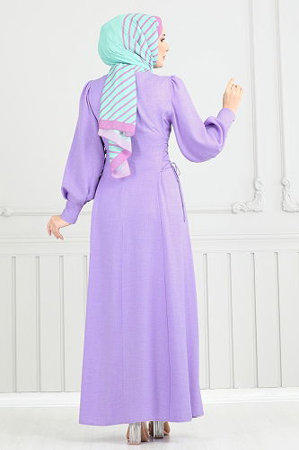 moda selvim الفستان ليلكي 5962BSK463 - Thumbnail