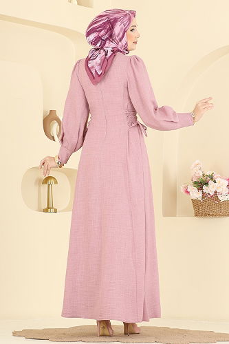 moda selvim الفستان وردي 5962BSK463 - Thumbnail