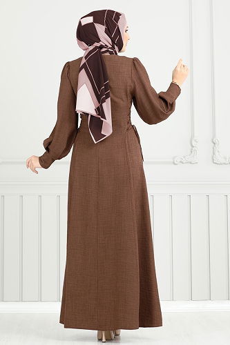 moda selvim Dress 5962BSK463 Tan - Thumbnail