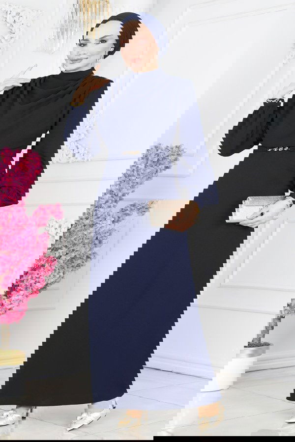 Modaselvim خصم صافٍ20%+20% في سلة التسوق 5985BSK463 كحلي فستان