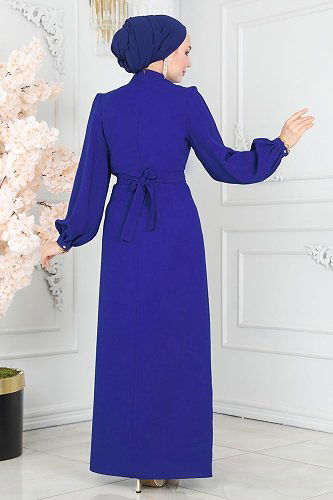 moda selvim Dress 5985BSK463 Saxon Blue - Thumbnail