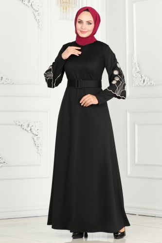 moda selvim Dress 6000UKB139 Black - Thumbnail