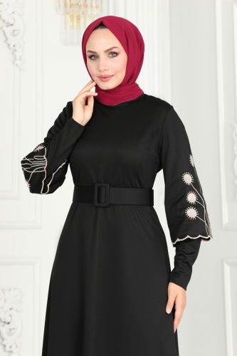 moda selvim Dress 6000UKB139 Black - Thumbnail