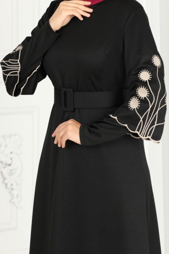 moda selvim Dress 6000UKB139 Black - Thumbnail